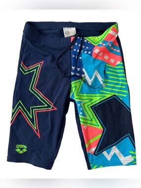 Arena M Lighthouse Boy 26” Navy Multi Star Jammer Competitive Swim Suit BNWOT